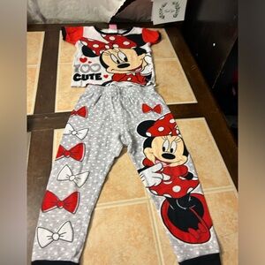 Disney Minnie Mouse bows Pajama Set Girls Size 4T